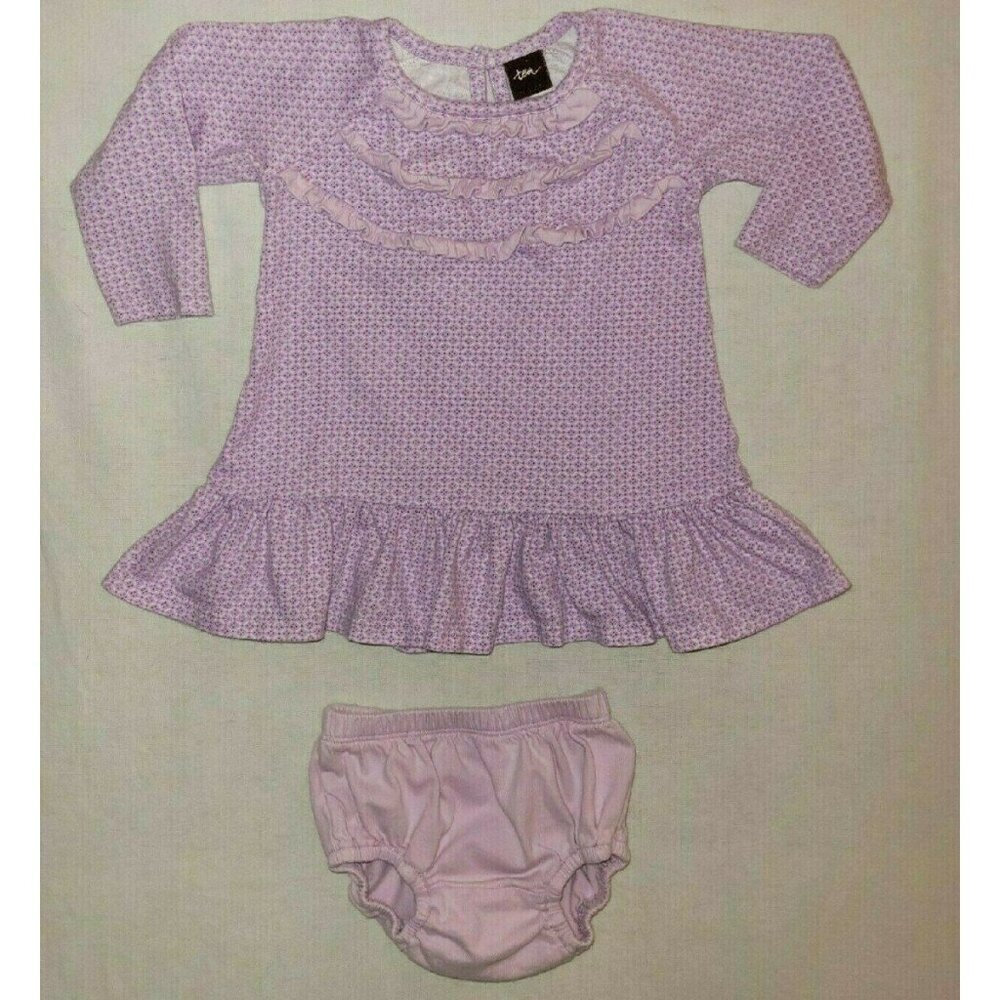 Tea Collection Purple Printed Dress With Diaper Cover 6-12 Months